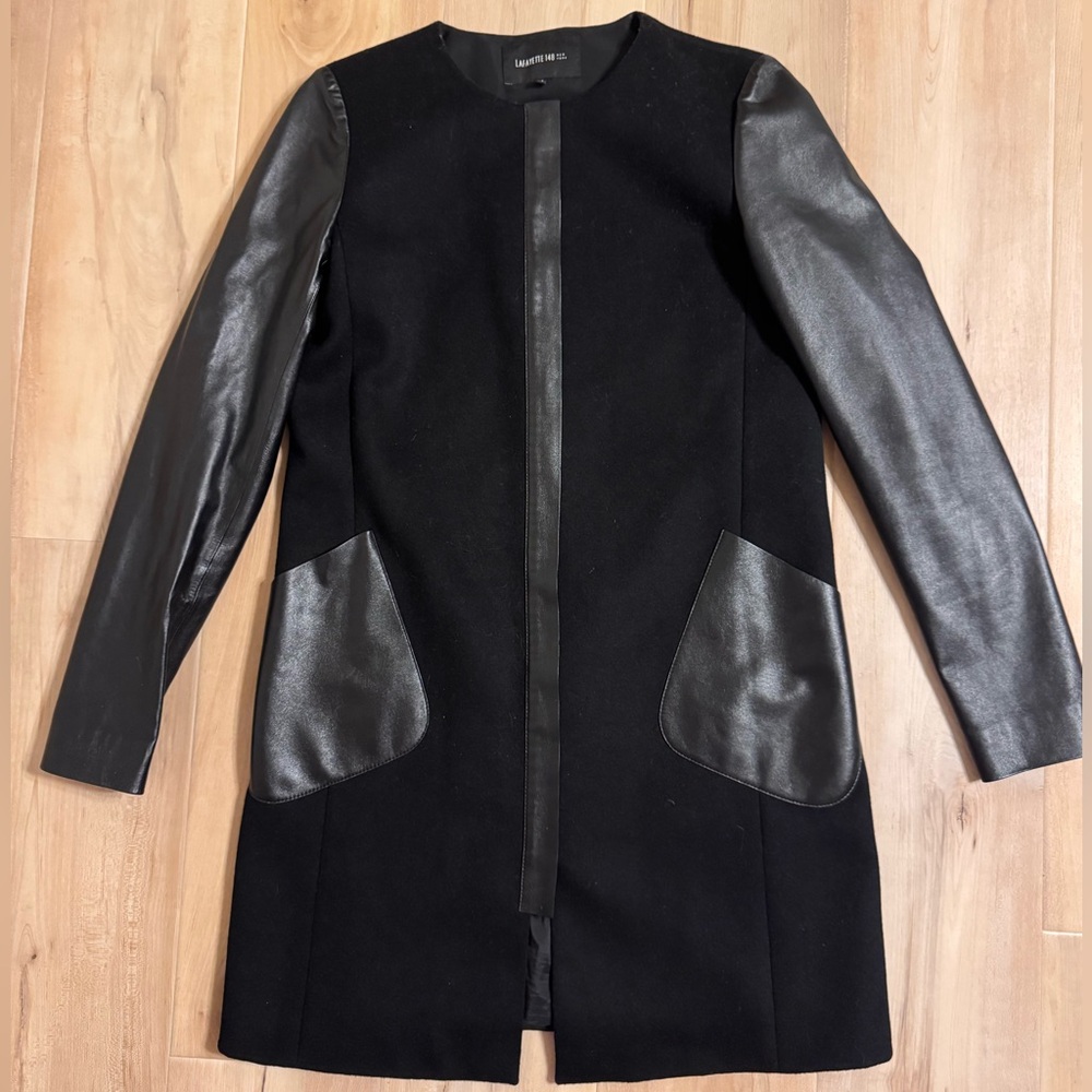 Lafayette 148 New York Angora Wool Leather Jacket Size Small